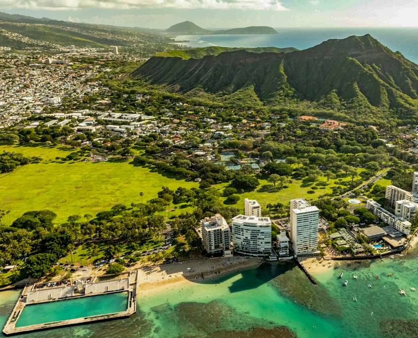 diamond head aerial south coast view oahu